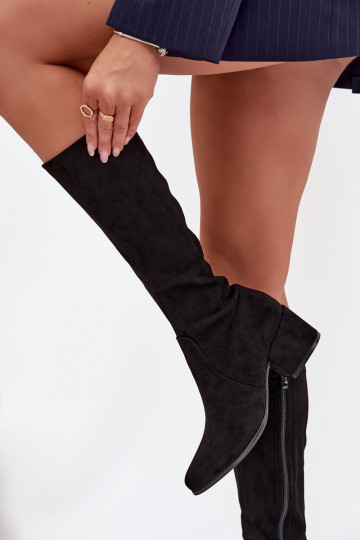 Damenstiefel Auf niedrigem Absatz aus Öko-INildlederoZue Sergio Leone KZ212 schZuarze Farbe