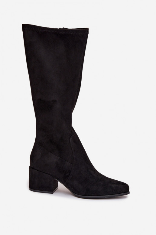 bottes pour femmes Sur un talon bas en daim écologiqueoÀe Sergio Leone KZ212 couleur noire bottes pour femmes Sur un talon bas en daim écologiqueoÀe Sergio Leone KZ212 couleur noire