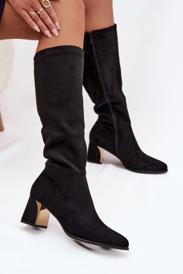 bottes pour femmes avec des talons Ze couleur doréem Élément couleur noire Nivarae