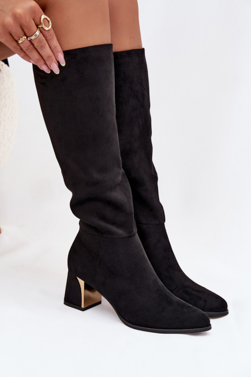 bottes pour femmes avec des talons Ze couleur doréem Élément couleur noire Nivarae
