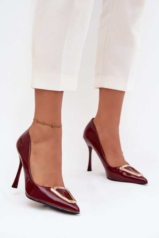 avec effet vernis chaussures à talons hauts Ze couleur doréem Detalem Bourgogne Paivelle avec effet vernis chaussures à talons hauts Ze couleur doréem Detalem Bourgogne Paivelle