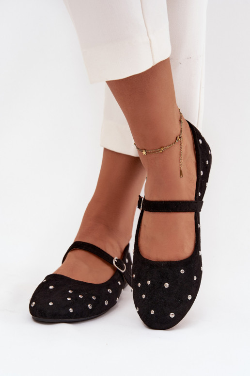 Décoré Ballerines Féminin avec des sangles couleur noire Olivisse Décoré Ballerines Féminin avec des sangles couleur noire Olivisse