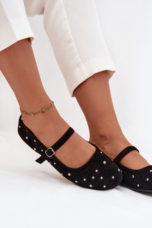 Décoré Ballerines Féminin avec des sangles couleur noire Olivisse Décoré Ballerines Féminin avec des sangles couleur noire Olivisse