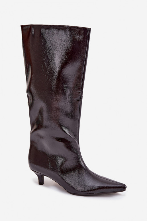 avec effet vernis bottes pour femmes Sur un talon bas Bourgogne Mireva avec effet vernis bottes pour femmes Sur un talon bas Bourgogne Mireva