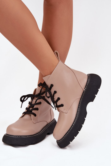 Bottines pour femmes sable avec plateforme et lacets, Harmine 2
