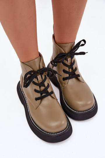 réchauffer Bottes pour femmes avec une plateforme avec des lacets couleur verte Harmine