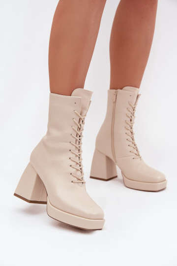 Bottes pour femmes réchauffer avec des talons Avec une dentelle couleur ivoire Juvina 2