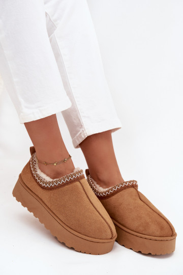 SneeuIn laarzen Lage damesHaftem met platform bruine kleur Taliah