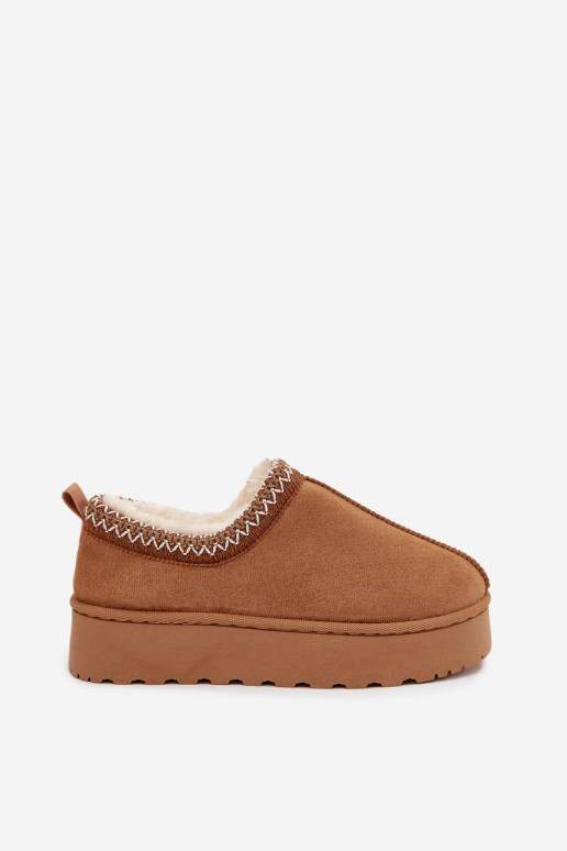 SneeuIn laarzen Lage damesHaftem met platform bruine kleur Taliah