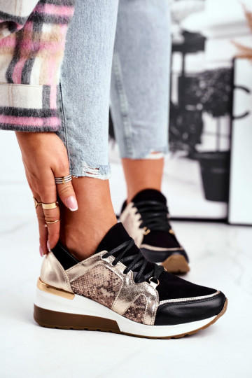 Leren sneakers model schoenen gouden kleur Nicole 2465