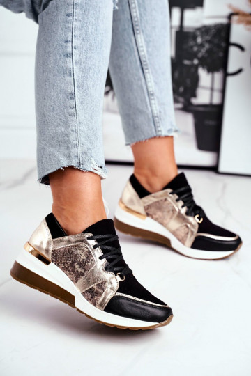 Leren sneakers model schoenen gouden kleur Nicole 2465 2