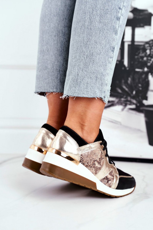 Leren sneakers model schoenen gouden kleur Nicole 2465