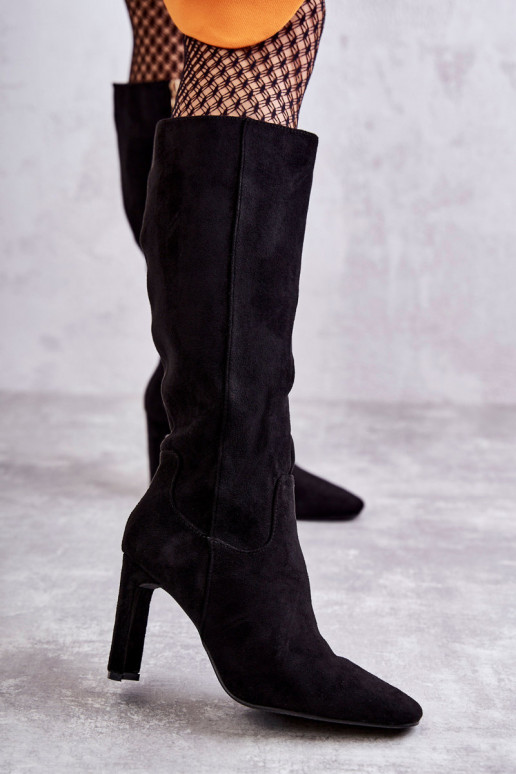 Bottes hauteur genou à talons hauts couleur noire Truly Love