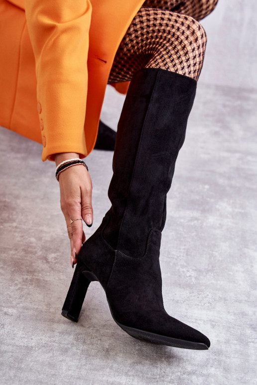 Bottes hauteur genou à talons hauts couleur noire Truly Love