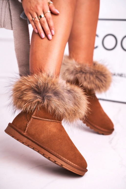 Féminin Peau Bottes de neige avec un manteau de fourrure marron Alexa Féminin Peau Bottes de neige avec un manteau de fourrure marron Alexa