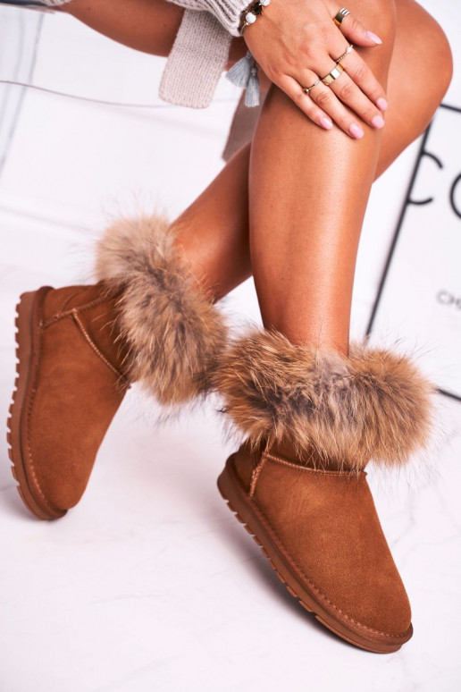 Féminin Peau Bottes de neige avec un manteau de fourrure marron Alexa Féminin Peau Bottes de neige avec un manteau de fourrure marron Alexa