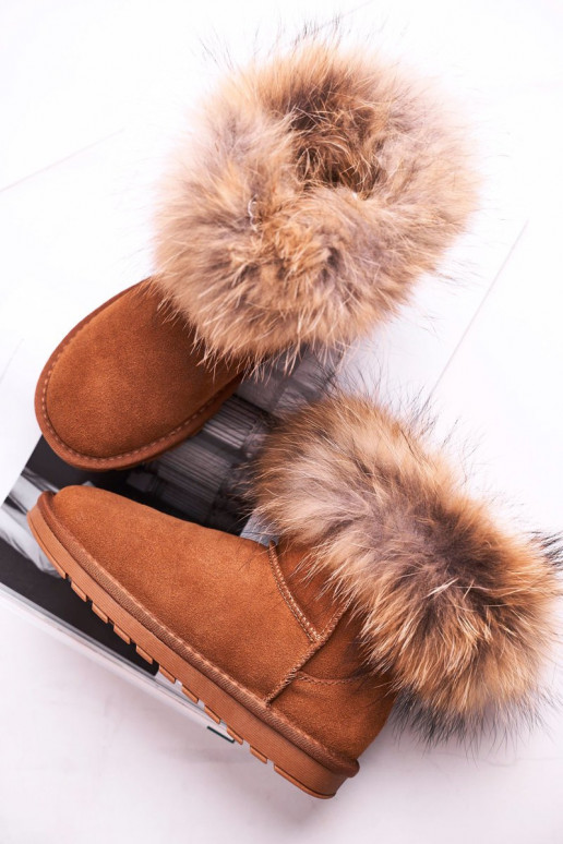 Féminin Peau Bottes de neige avec un manteau de fourrure marron Alexa Féminin Peau Bottes de neige avec un manteau de fourrure marron Alexa