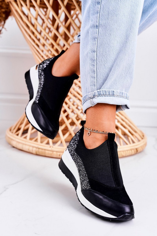 Feminin Stilvollllschuhe aus Leder-Sneakers schZuarze Farbe Silberfarbe Frances Feminin Stilvollllschuhe aus Leder-Sneakers schZuarze Farbe Silberfarbe Frances