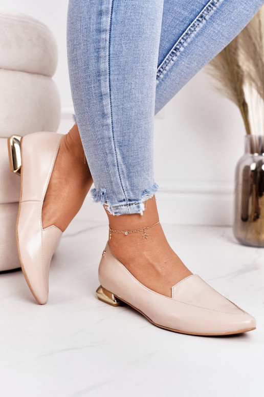 Mocassins avec des talons dorés Laura Messi 2013 beige Mocassins avec des talons dorés Laura Messi 2013 beige