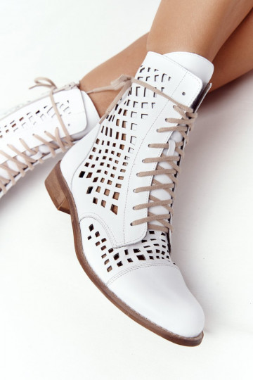 Zazoo 2627 avec des éléments ajourés Peau Bottes couleur blanche 2