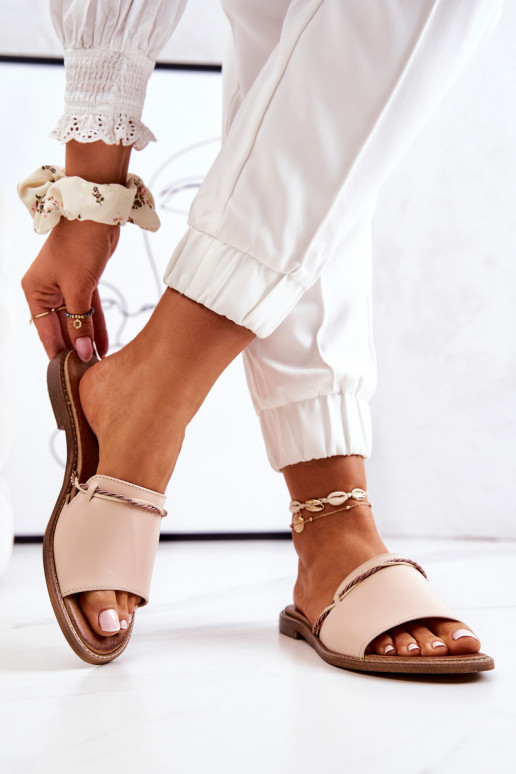 Pantoufles en cuir LeÀski Shoes 3047 beige Pantoufles en cuir LeÀski Shoes 3047 beige