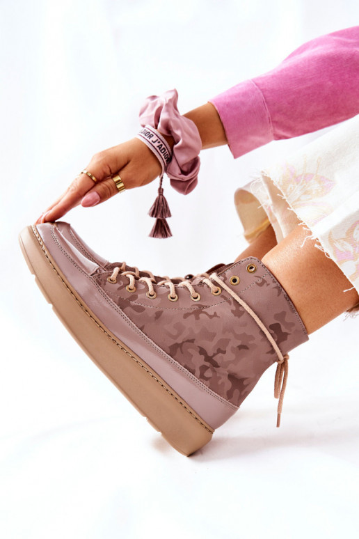 Style sportif Peau chaussures LeÀski 3034 beige avec camouflage Style sportif Peau chaussures LeÀski 3034 beige avec camouflage