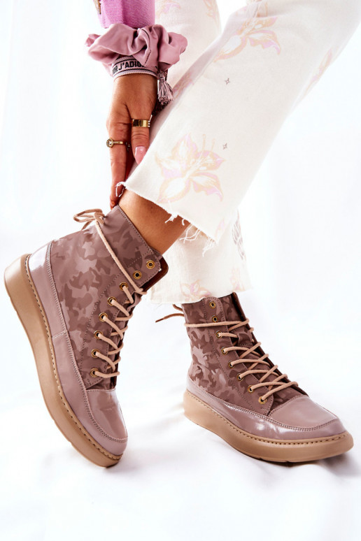 Style sportif Peau chaussures LeÀski 3034 beige avec camouflage Style sportif Peau chaussures LeÀski 3034 beige avec camouflage