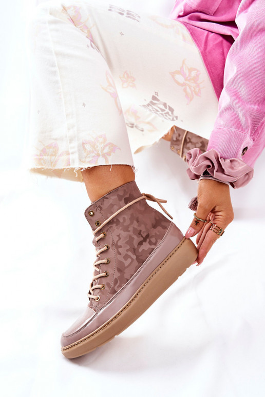 Sportlicher Stil Haut Schuhe LeZuski 3034 Beige mit Tarnung Sportlicher Stil Haut Schuhe LeZuski 3034 Beige mit Tarnung