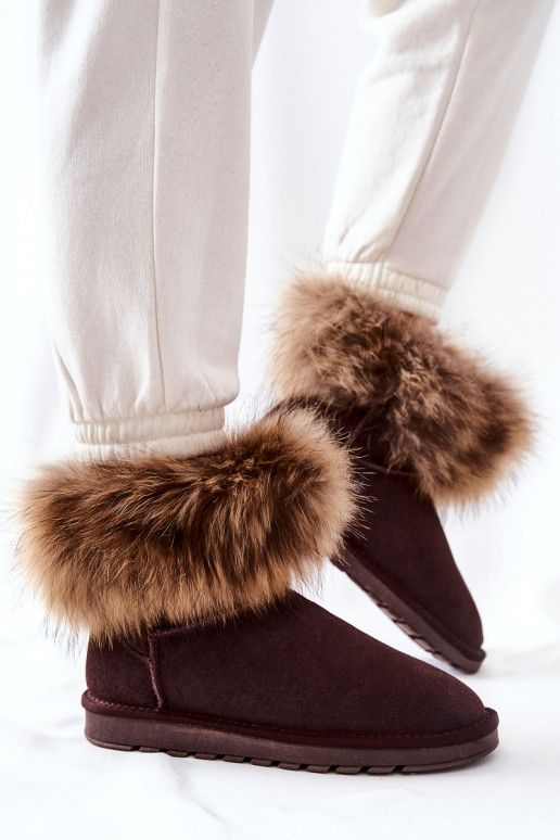 Féminin en daim Bottes de neige avec un manteau de fourrure marron Alexa Féminin en daim Bottes de neige avec un manteau de fourrure marron Alexa