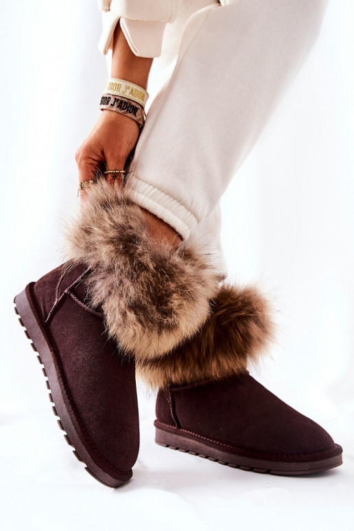 Féminin en daim Bottes de neige avec un manteau de fourrure marron Alexa Féminin en daim Bottes de neige avec un manteau de fourrure marron Alexa
