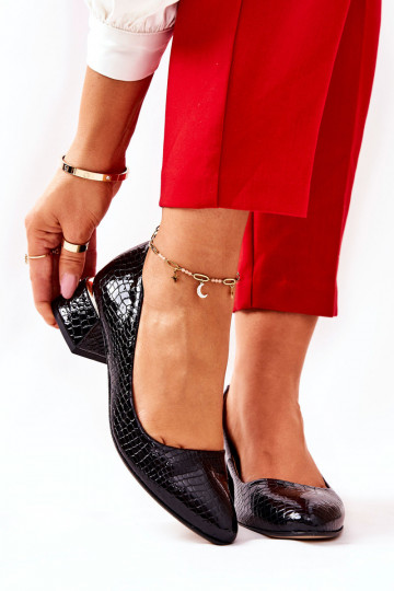 Peau avec imitation peau de serpent Chaussures LeÀski 3118 couleur noire