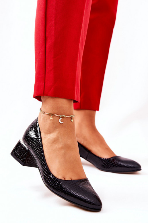 Haut mit Schlangenhautimitat Schuhe LeZuski 3118 schZuarze Farbe Haut mit Schlangenhautimitat Schuhe LeZuski 3118 schZuarze Farbe