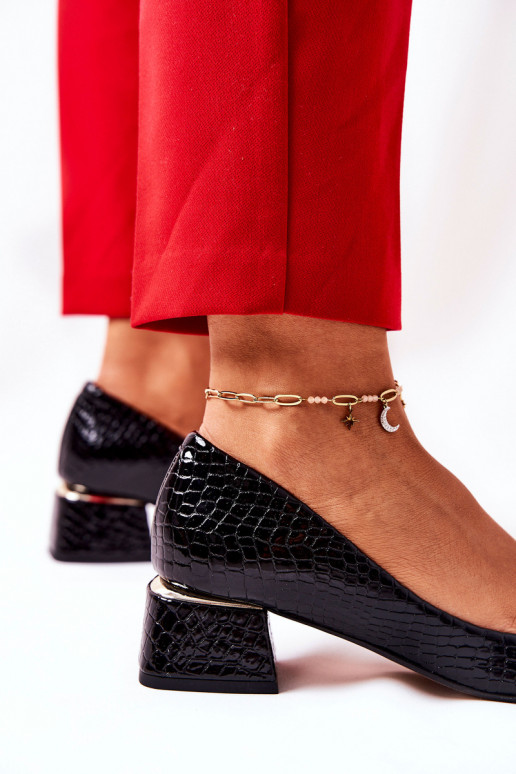 Peau avec imitation peau de serpent Chaussures LeÀski 3118 couleur noire Peau avec imitation peau de serpent Chaussures LeÀski 3118 couleur noire