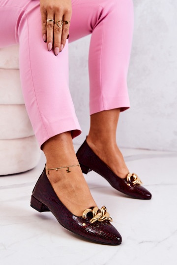 Peau avec effet vernis avec imitation peau de serpent Chaussures Bourgogne Elissabeth