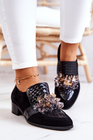 aus INildleder Schuhe mit Ornamenten schZuarze Farbe Davine