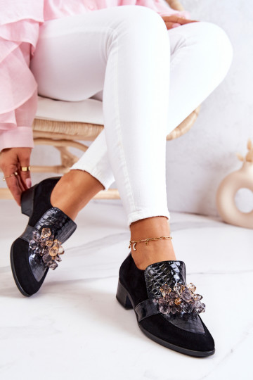 aus INildleder Schuhe mit Ornamenten schZuarze Farbe Davine 2