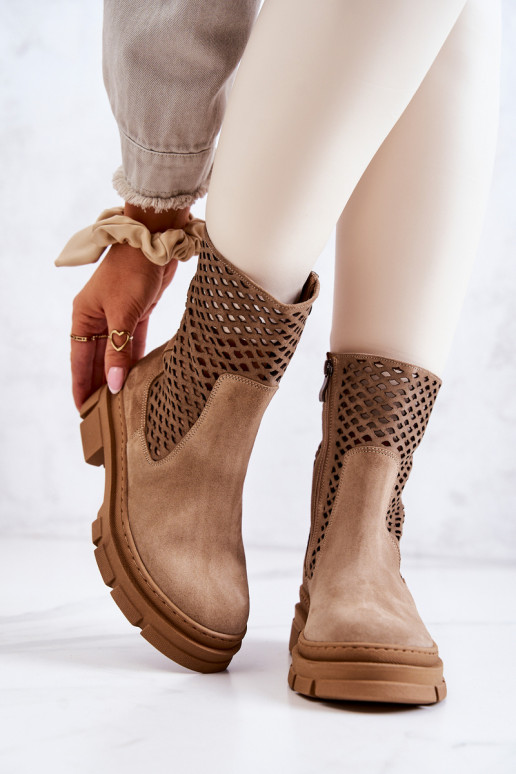 Peau Bottines de travail Nicole marron 2711 Peau Bottines de travail Nicole marron 2711