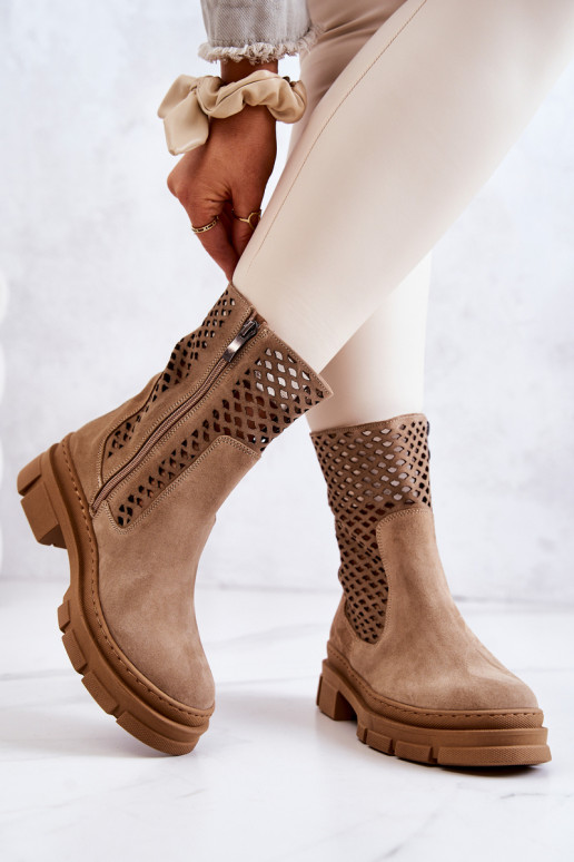 Peau Bottines de travail Nicole marron 2711 Peau Bottines de travail Nicole marron 2711