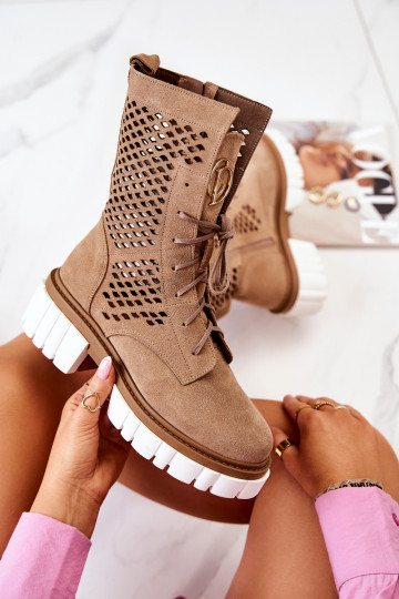 Haut Groß Arbeitsstiefeletten Nicole braune Farbe 2706 2