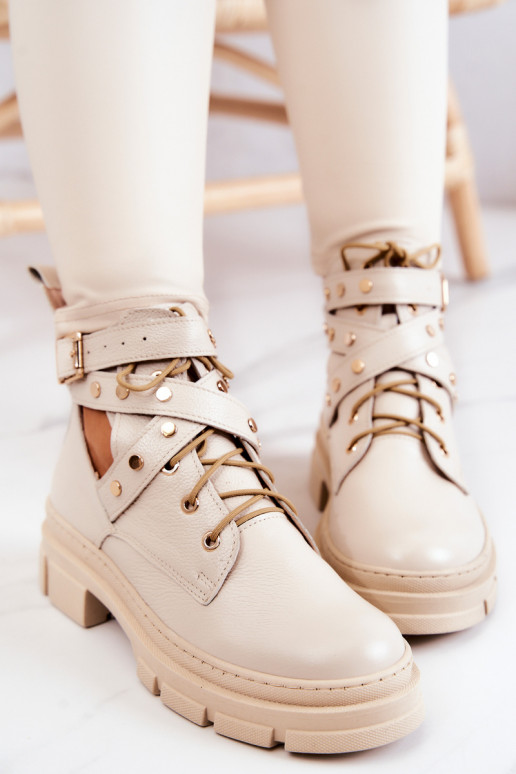 Peau Féminin Bottes Avec découpes couleur ivoire Everly Peau Féminin Bottes Avec découpes couleur ivoire Everly