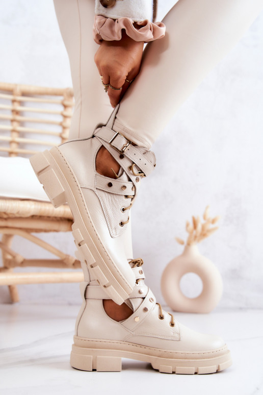 Peau Féminin Bottes Avec découpes couleur ivoire Everly Peau Féminin Bottes Avec découpes couleur ivoire Everly