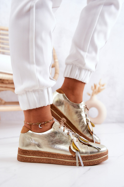 Leer schoenen Het heeftciejka 04550-25 gouden kleur