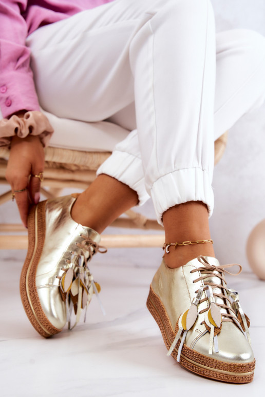 Leer schoenen Het heeftciejka 04550-25 gouden kleur