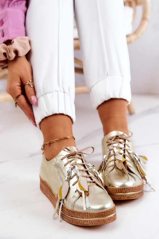 Leer schoenen Het heeftciejka 04550-25 gouden kleur