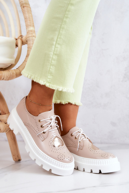 Leer schoenen met hartjes beige Curtis Leer schoenen met hartjes beige Curtis