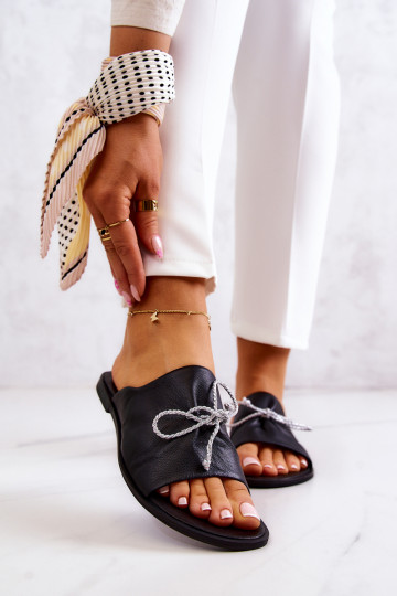 Chaussons en cuir noir pour femmes Zazoo 2659 2
