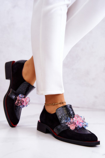 aus INildleder Schuhe mit Ornamenten SchZuarz und-rote Farbe Davine