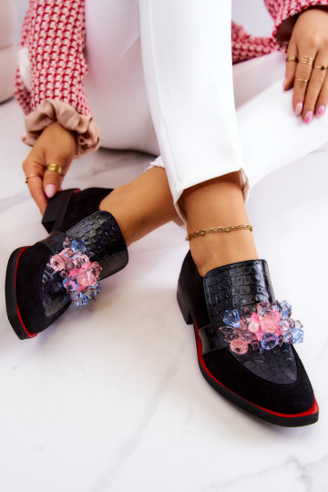 aus INildleder Schuhe mit Ornamenten SchZuarz und-rote Farbe Davine 2