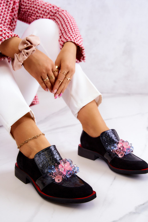 aus INildleder Schuhe mit Ornamenten SchZuarz und-rote Farbe Davine aus INildleder Schuhe mit Ornamenten SchZuarz und-rote Farbe Davine