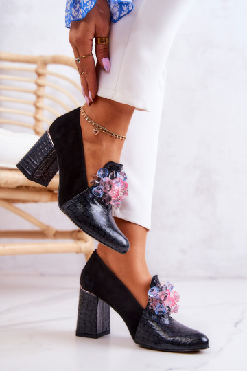 Chaussures à talons en daim noir avec imitation de peau de serpent Sofie 2